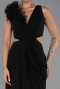 Long Black Chiffon Prom Gown ABU6354