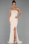 Long Beige Dantelle Formal Plus Size Dress ABU6364