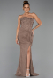 Long Brown Dantelle Evening Dress ABU6355