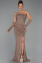 Long Brown Dantelle Evening Dress ABU6355