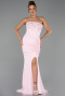 Long Powder Color Dantelle Evening Dress ABU6355