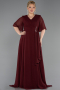 Long Burgundy Chiffon Plus Size Evening Dress ABU5180