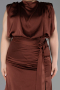 Light Brown Long Satin Plus Size Evening Dress ABU2969