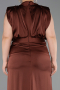 Light Brown Long Satin Plus Size Evening Dress ABU2969
