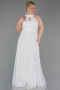 Long White Dantelle Plus Size Evening Dress ABU6330