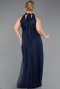 Long Navy Blue Dantelle Plus Size Evening Dress ABU6330