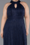 Long Navy Blue Dantelle Plus Size Evening Dress ABU6330
