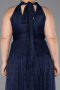 Long Navy Blue Dantelle Plus Size Evening Dress ABU6330