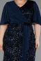 Midi Navy Blue Scaly Plus Size Cocktail Dress ABK2666