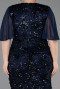 Midi Navy Blue Scaly Plus Size Cocktail Dress ABK2666