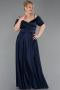 Long Navy Blue Plus Size Evening Dress ABU6333