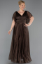 Long Brown Plus Size Evening Gown ABU5323