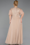 Long Gold Chiffon Plus Size Evening Dress ABU6340