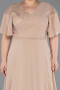 Long Gold Chiffon Plus Size Evening Dress ABU6340