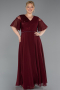 Long Burgundy Chiffon Plus Size Evening Dress ABU6340