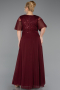 Long Burgundy Chiffon Plus Size Evening Dress ABU6340