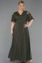Long Olive Drab Chiffon Plus Size Evening Dress ABU6340