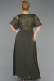 Long Olive Drab Chiffon Plus Size Evening Dress ABU6340