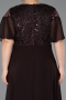 Long Brown Chiffon Plus Size Evening Dress ABU6340