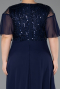 Long Navy Blue Chiffon Plus Size Evening Dress ABU6340