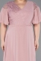 Long Powder Color Chiffon Plus Size Evening Dress ABU6340