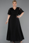 Long Black Chiffon Plus Size Evening Dress ABU6340