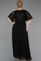 Long Black Chiffon Plus Size Evening Dress ABU6340