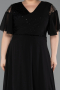 Long Black Chiffon Plus Size Evening Dress ABU6340