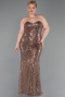 Long Copper Beaded Plus Size Evening Gown ABU6357