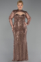 Long Copper Beaded Plus Size Evening Gown ABU6357