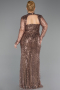 Long Copper Beaded Plus Size Evening Gown ABU6357