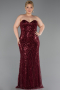 Long Burgundy Beaded Plus Size Evening Gown ABU6357