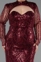 Long Burgundy Beaded Plus Size Evening Gown ABU6357