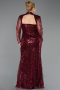 Long Burgundy Beaded Plus Size Evening Gown ABU6357