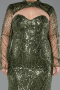 Long Olive Drab Beaded Plus Size Evening Gown ABU6357