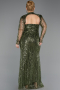 Long Olive Drab Beaded Plus Size Evening Gown ABU6357