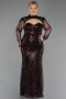 Long Brown Beaded Plus Size Evening Gown ABU6357