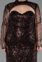 Long Brown Beaded Plus Size Evening Gown ABU6357