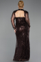 Long Brown Beaded Plus Size Evening Gown ABU6357