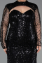 Long Black Beaded Plus Size Evening Gown ABU6357