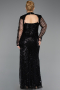 Long Black Beaded Plus Size Evening Gown ABU6357