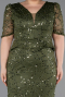 Long Olive Drab Beaded Plus Size Evening Dress ABU6334