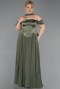 Long Olive Drab Chiffon Plus Size Evening Dress ABU5551