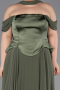 Long Olive Drab Chiffon Plus Size Evening Dress ABU5551