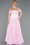 Long Powder Color Chiffon Plus Size Evening Dress ABU5551