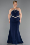 Long Navy Blue Plus Size Evening Gown ABU6338