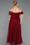Long Burgundy Beaded Plus Size Evening Gown ABU6347