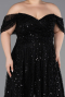 Long Black Beaded Plus Size Evening Gown ABU6347