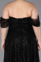 Long Black Beaded Plus Size Evening Gown ABU6347