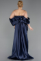 Long Navy Blue Scaly Plus Size Evening Gown ABU6312